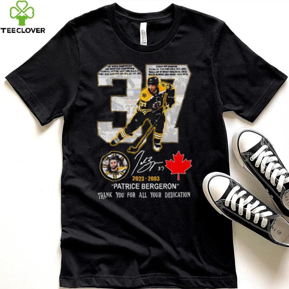 37 Patrice Bergeron 2023 2003 thank you for all your dedication signature shirt 37 Patrice Bergeron 2023 2003 thank you for all your dedication signature shirt