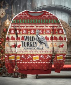 3D All Over Print Wild Turkey Bourbon Whiskey Ugly Christmas Sweater Perfect Holiday Gift