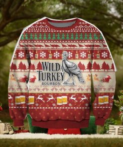 3D All Over Print Wild Turkey Bourbon Whiskey Ugly Christmas Sweater Perfect Holiday Gift
