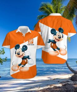 3D All Over Printed Home Depot Cute Mickey Short Sleeve Summer Gift Hawaiian Shirt Custom Name