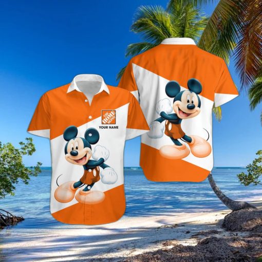 3D All Over Printed Home Depot Cute Mickey Short Sleeve Summer Gift Hawaiian Shirt Custom Name