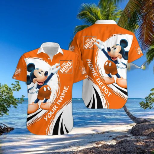 3D All Over Printed Home Depot Mickey Lover Gift Short Sleeve Summer Gift Hawaiian Shirt Custom Name