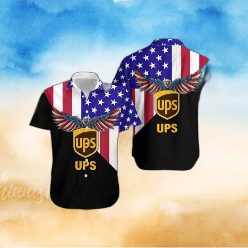 3D All Over Printed Ups US Flag Eagle Short Sleeve Summer Gift Hawaiian Shirt