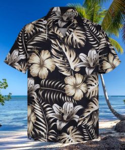 3D Black Floral Hibiscus Short Sleeve Summer Beach Hawaiian Shirt