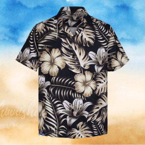 3D Black Floral Hibiscus Short Sleeve Summer Beach Hawaiian Shirt