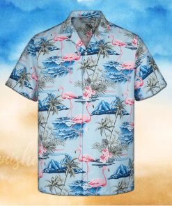 3D Blue Flamingo Island Sleeve Summer Beach Hawaiian Shirt