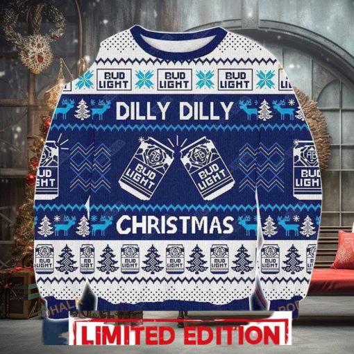 3D Bud Light Dilly Beer Ugly Christmas Sweater