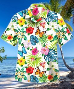 3D Butterfly Flower Tropical Aloha Summer Beach Hawaiian Shirt