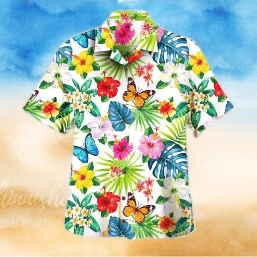 3D Butterfly Flower Tropical Aloha Summer Beach Hawaiian Shirt