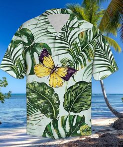 3D Butterfly Palm Flower Tropical Aloha Summer Beach Hawaiian Shirt