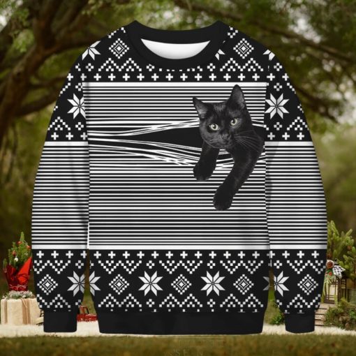 3D Cat Print Christmas Sweater