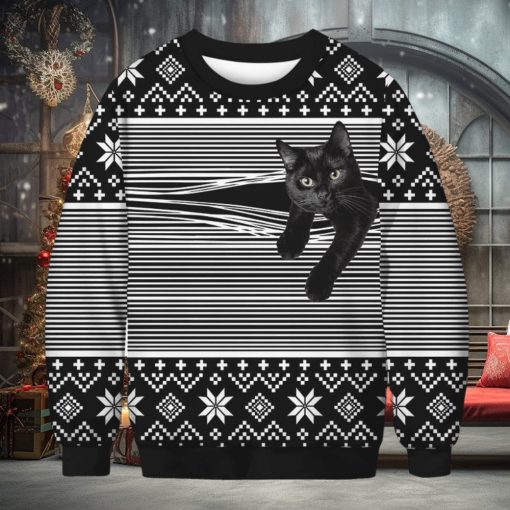 3D Cat Print Christmas Sweater