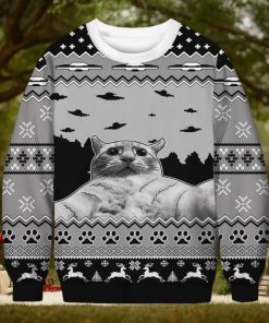 3D Cat Print Meme Christmas Sweater