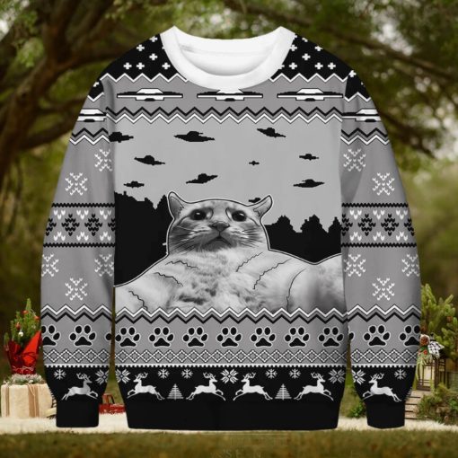 3D Cat Print Meme Christmas Sweater