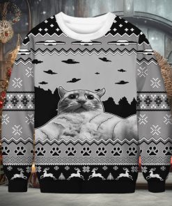 3D Cat Print Meme Christmas Sweater