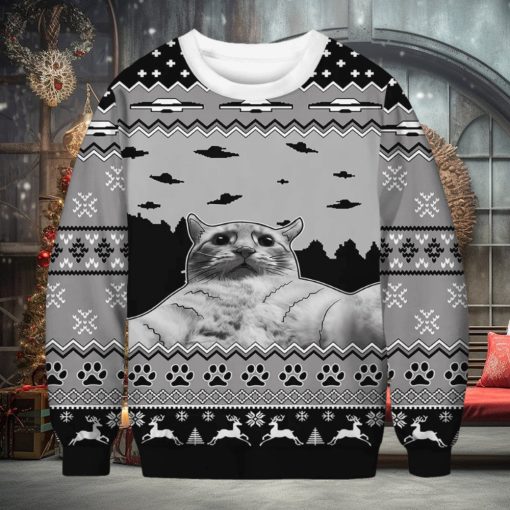 3D Cat Print Meme Christmas Sweater