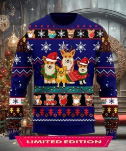 3D Corgi Cute Noel MC Christmas Blue Funny Ugly Sweater
