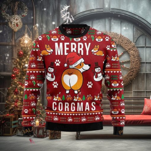 3D Funny Corgi Merry Corgmas Ugly Christmas Sweater