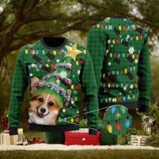 3D Ho Ho Ho Corgi Christmas Tree Funny Ugly Sweater