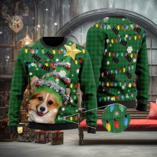 3D Ho Ho Ho Corgi Christmas Tree Funny Ugly Sweater