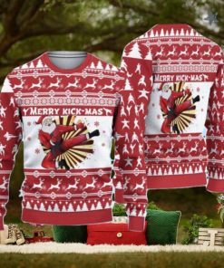 3D Karate Santa Merry Kick Mas Ugly Sweater