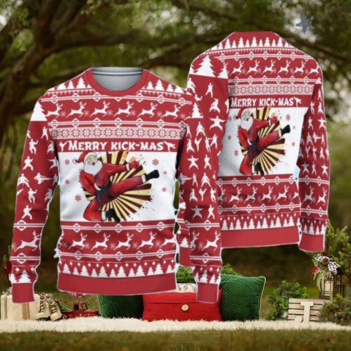 3D Karate Santa Merry Kick Mas Ugly Sweater
