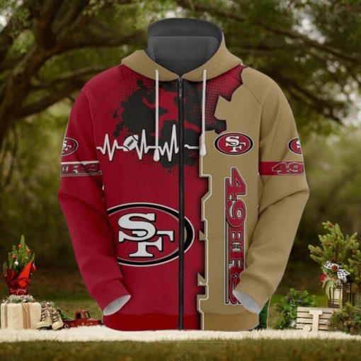 3D Printed San Francisco 49ers Hoodie Luxury Graphic Heart 3D Hoodie