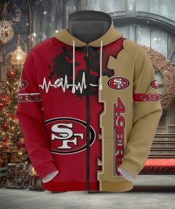 3D Printed San Francisco 49ers Hoodie Luxury Graphic Heart 3D Hoodie