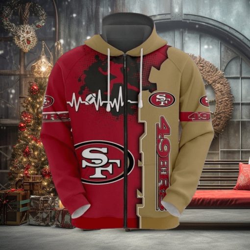 3D Printed San Francisco 49ers Hoodie Luxury Graphic Heart 3D Hoodie