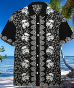 3D Star Wars Bandana Pattern White Pattern Black Background Hawaiian Shirt