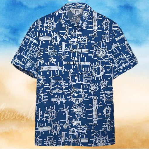 3D Star Wars Blueprint Of Spaceship Scan Custom Hawaiian Shirt