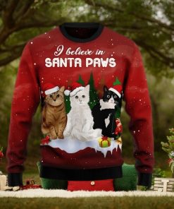 3D Sweater Christmas Cat Santa Paws