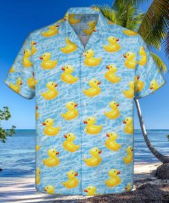 3D Swimming Yellow Rubber Duck Short Sleeve Summer Beach Hawaiian