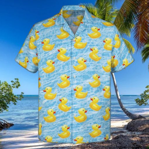 3D Swimming Yellow Rubber Duck Short Sleeve Summer Beach Hawaiian