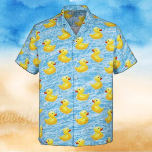 3D Swimming Yellow Rubber Duck Short Sleeve Summer Beach Hawaiian