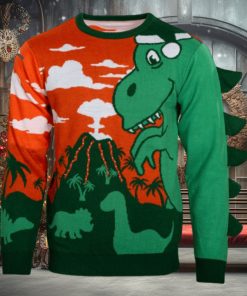 3D T Rex Light Up Volcano Ugly Christmas Sweater