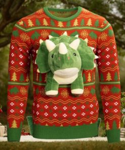 3D Triceritops Dinosaur Ugly Christmas Sweater