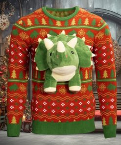 3D Triceritops Dinosaur Ugly Christmas Sweater