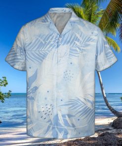 3D Tropical Blue Floral Leaves Short Sleeve Summer Beach Hawaiian