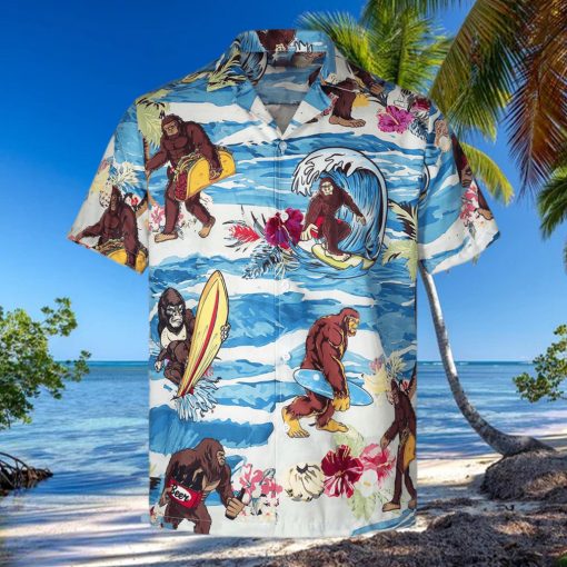 3D god zilla Loves Surfing Short Sleeve Summer Beach Hawaiian Shirt