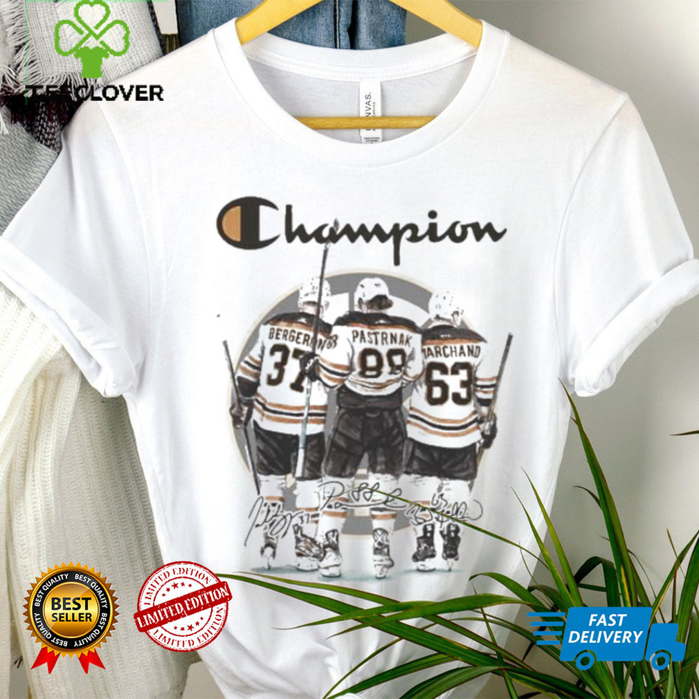 Champion Bergeron Marchand And Pastrnak Boston Hockey Signatures Shirt Champion Bergeron Marchand And Pastrnak Boston Hockey Signatures Shirt