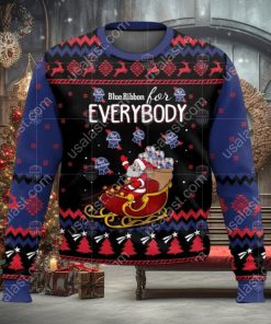 Pabst Blue Ribbon For Everybody Santa Sleigh Ugly Christmas Sweater