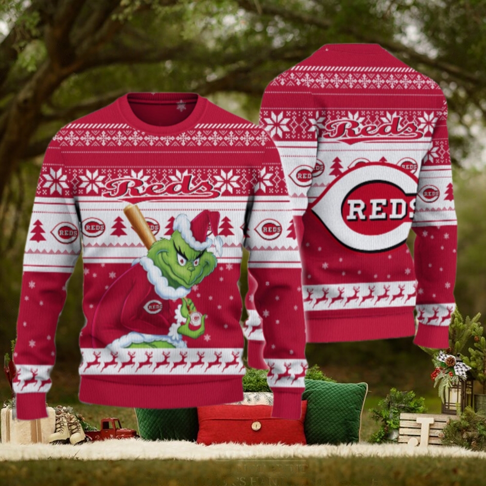 Cincinnati Reds Grinch Christmas Ugly Sweater Cincinnati Reds Grinch Christmas Ugly Sweater