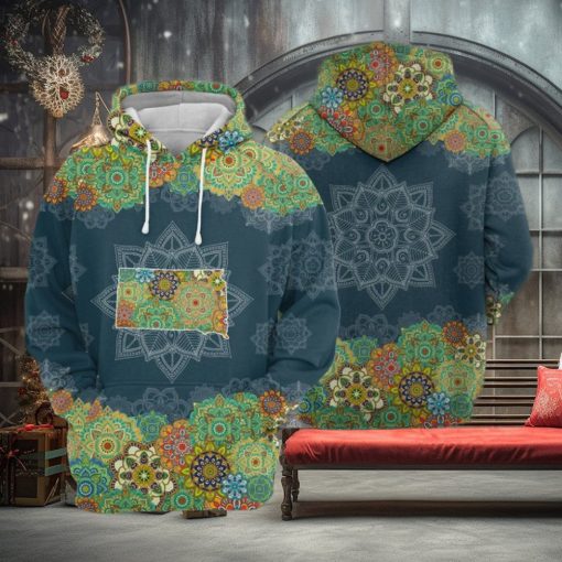 South Dakota Floral Mandala 3D Printed Hoodie