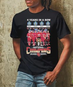 4 year in a row 2021 2022 2023 2024 national champions Oklahoma Sooners signatures shirt