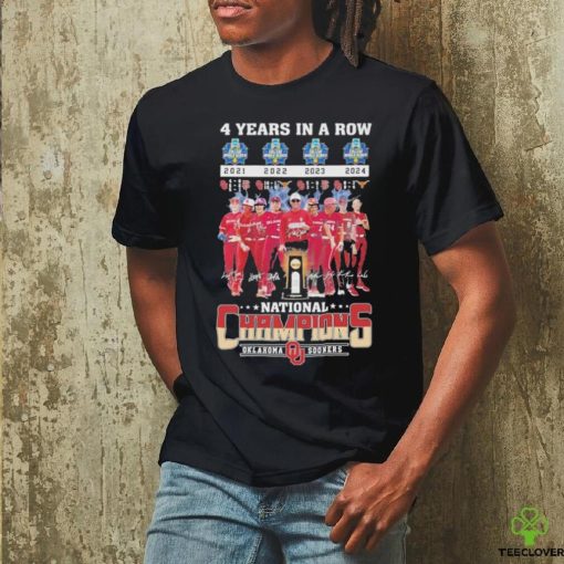 4 year in a row 2021 2022 2023 2024 national champions Oklahoma Sooners signatures shirt