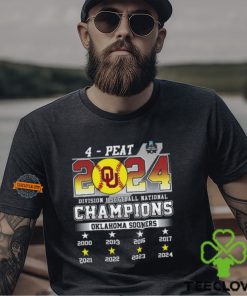 4 – Peat 2024 Division I Softball National Champions Oklahoma Sooners T Shirt