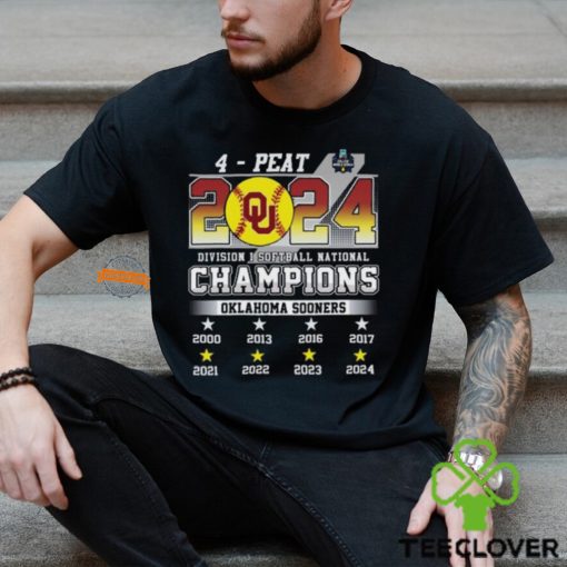 4 – Peat 2024 Division I Softball National Champions Oklahoma Sooners T Shirt