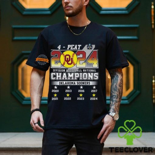 4 – Peat 2024 Division I Softball National Champions Oklahoma Sooners T Shirt