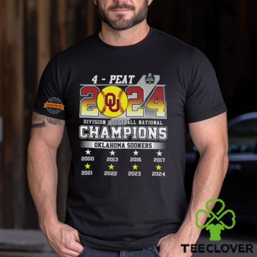 4 – Peat 2024 Division I Softball National Champions Oklahoma Sooners T Shirt